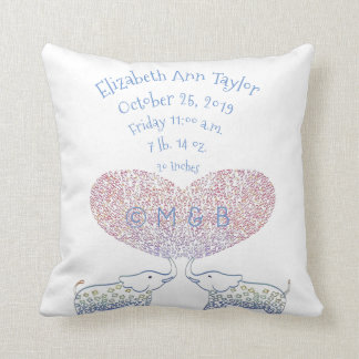 Personalised Baby Birth Record Stats Tons of Love Cushion