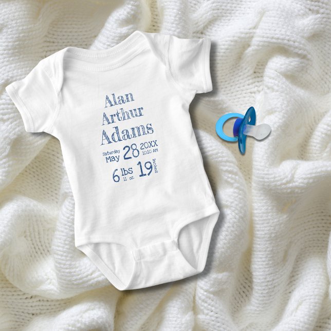 Personalised Baby Birth Stats Bodysuit | Blue (Creator Uploaded)