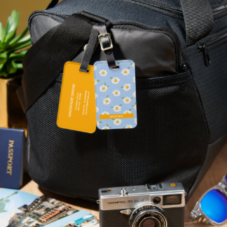 Personalised Baby Blue Daisies Luggage Tag