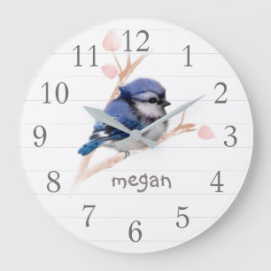 Personalised Baby Blue Jay Nursery Wall Clock