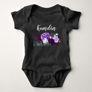 Personalised Baby Body Suit Lavender Hibiscus on W Bodysuit