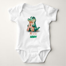 Personalised Baby Bodysuit – A is for Alligator