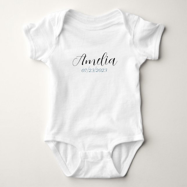 Personalised Baby Bodysuit - Custom Name & Birth D (Front)