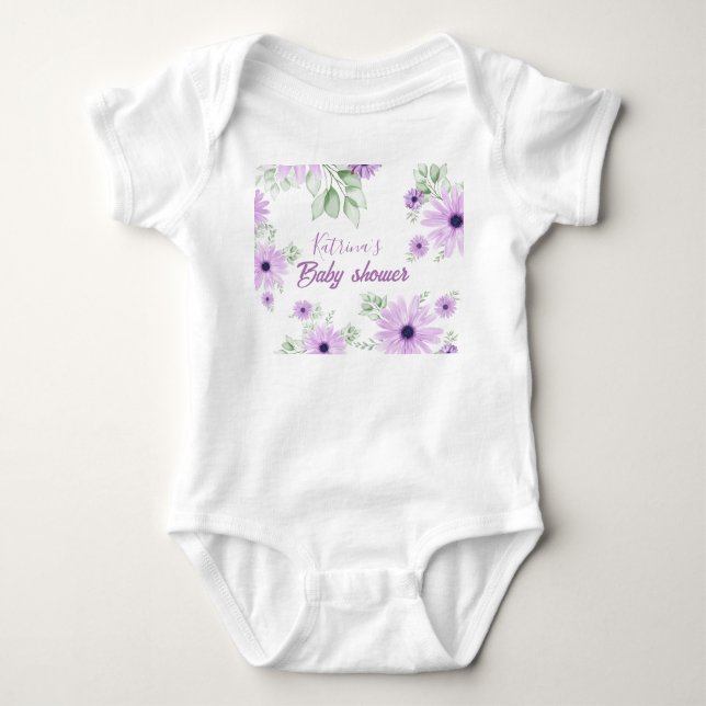 Personalised Baby Bodysuit – Violet Watercolor  (Front)