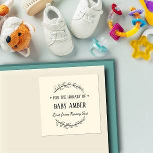 Personalised Baby Bookplate Sticker From the Lib