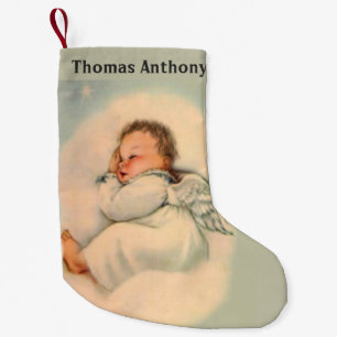 Personalised Baby Boy Angel Small Christmas Stocking