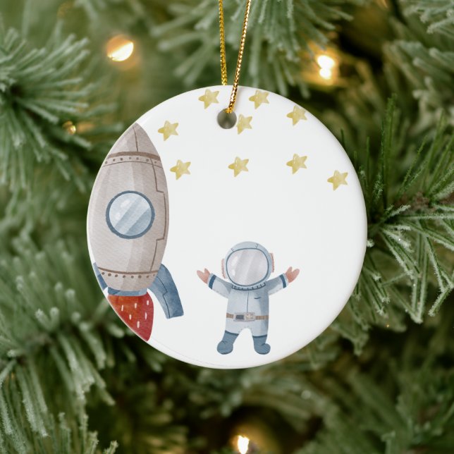 Personalised Baby Boy Astronaut First Christmas Ceramic Tree Decoration (Tree)