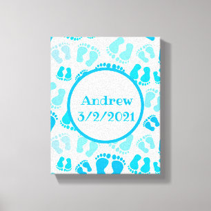 Personalised Baby Boy Baby Feet Canvas Print