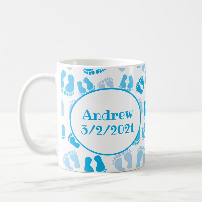 Personalised Baby boy baby feet Coffee Mug (Left)