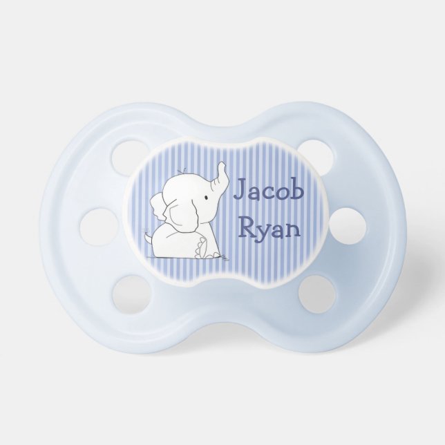 Personalised Baby Boy Elephant in Diaper Pacifier (Front)