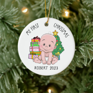 Personalised Baby Boy First Christmas Ornament