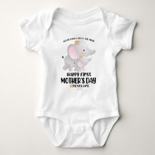 Personalised Baby Boy First Mother's Day Elephant Bodysuit