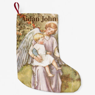 Personalised Baby Boy Guardian Angel Small Christmas Stocking
