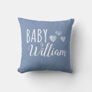 Personalised Baby boy Hearts name Cushion