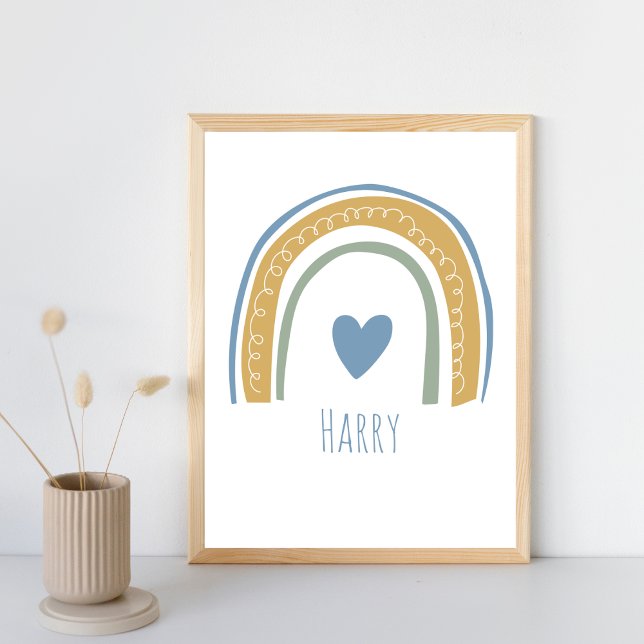 Personalised Baby Boy Name Rainbow Nursery Wall Poster (Creator Uploaded)