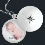 Personalised Baby boy Photo Name Custom Locket Necklace<br><div class="desc">Perfect for the new mother,  customise this locket with her newborn baby boy's photo and name. Elegant and beautiful,  wonderful mother's day gift or her birthday. A cherished keepsake of her son.</div>