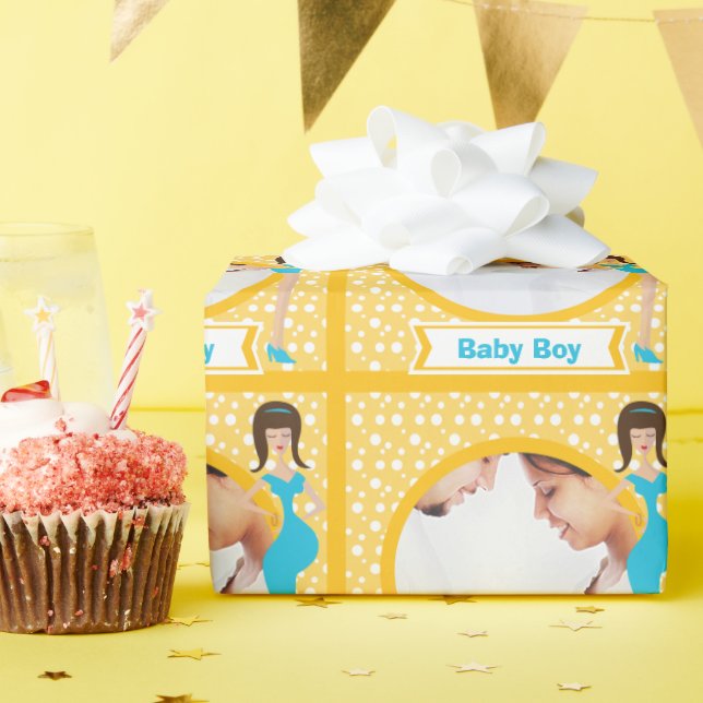 Personalised Baby Boy Photo Wrapping Paper (Birthday Party)