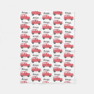 Personalised Baby Boy Red Jeep Car Fleece Blanket