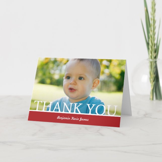 Personalised Baby Boy Thank You Card - 5" x 7" (Front)