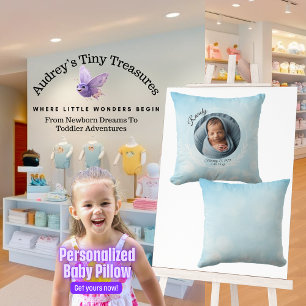 Personalised Baby Boy Throw Pillow