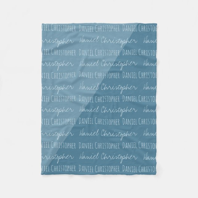 Personalised Baby Boy with name repeated Custom Fleece Blanket (Front)