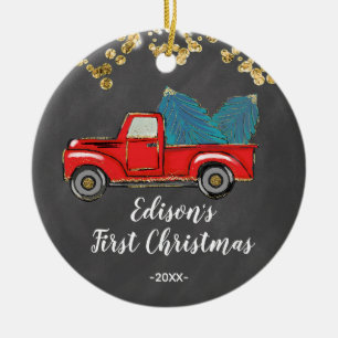 Personalised Baby Boy's First Christmas Ceramic Tree Decoration