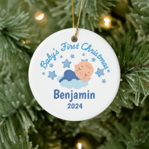 Personalised Baby Boys First Christmas Ceramic Tree Decoration