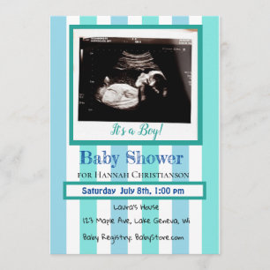 Personalised Baby Boy's  Ultrasound Baby Shower Invitation
