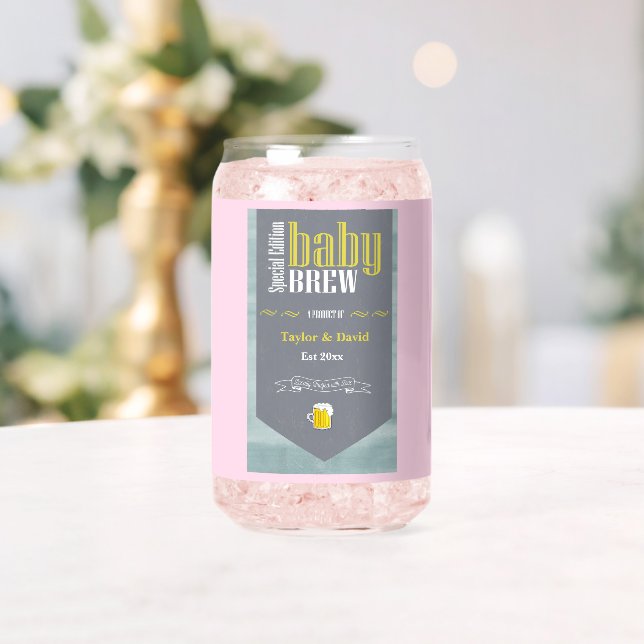 Personalised Baby Brew Beer Label Funny Shower  Can Glass (Insitu (Wedding))