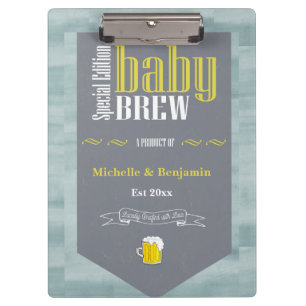 Personalised Baby Brew Beer Label Funny Shower  Clipboard