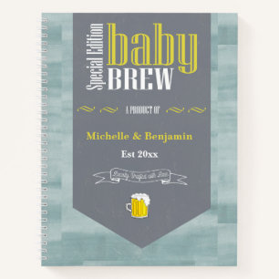 Personalised Baby Brew Beer Label Funny Shower Notebook