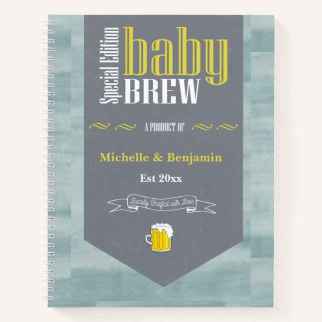 Personalised Baby Brew Beer Label Funny Shower Notebook (Front)