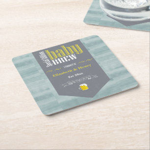 Personalised Baby Brew Beer Label Funny Shower Square Paper Coaster