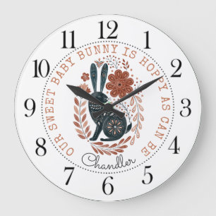 Personalised Baby Bunny Rabbit Nursery Large Clock
