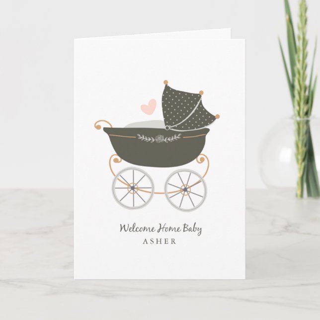Personalised Baby Carriage Card (Front)