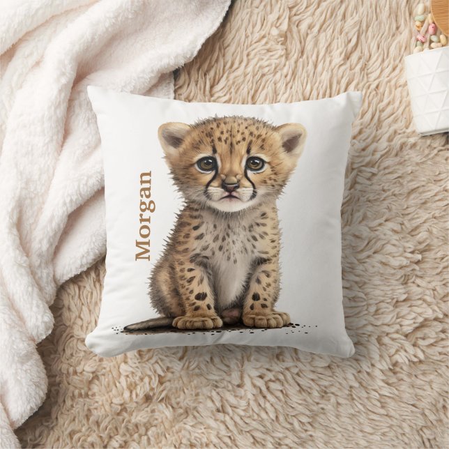 Personalised Baby Cheetah Leopard Nursery Decor  Cushion (Blanket)