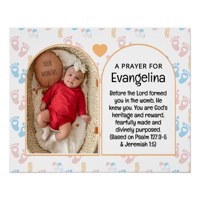 Personalised Baby Christian Prayer Keepsake Poster (Front)