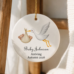Personalised Baby Coming Soon Christmas Ceramic Tree Decoration