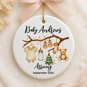 Personalised Baby Coming Soon Christmas Ceramic Tree Decoration