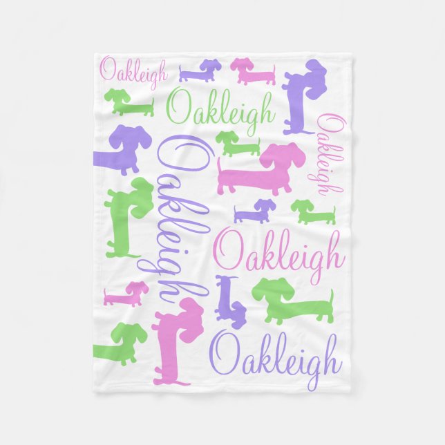 Personalised Baby Dachshund Wiener Dog Blanket (Front)