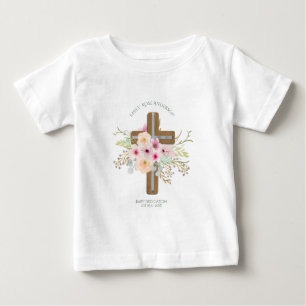 Personalised BABY Dedication Floral Cross T-Shirt