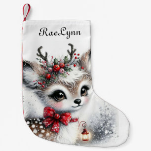 Personalised Baby Deer Small Christmas Stocking