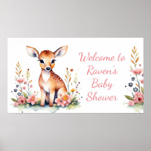 Personalised Baby Deer Themed Baby Shower Poster