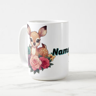Personalised Baby Deer with Roses Coffee Mug