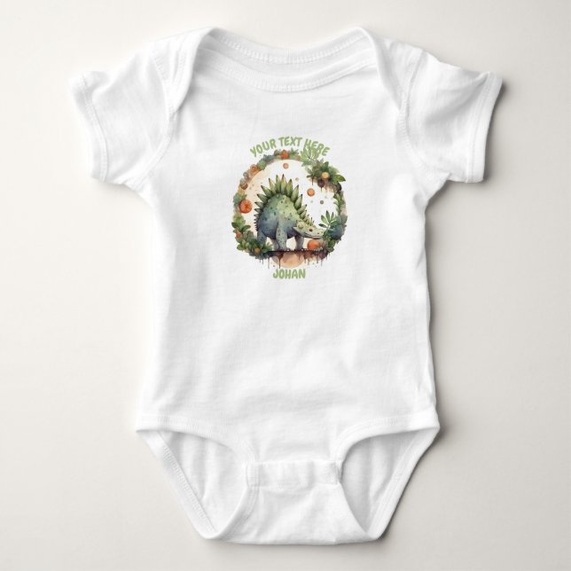 Personalised Baby Dinosaur bodysuit (Front)