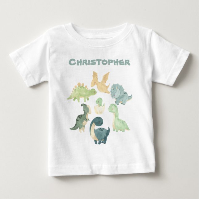 Personalised Baby Dinosaur T-Shirt (Front)