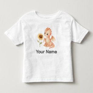 Personalised Baby Dragon Fantasy Sunflower Kids Toddler T-Shirt