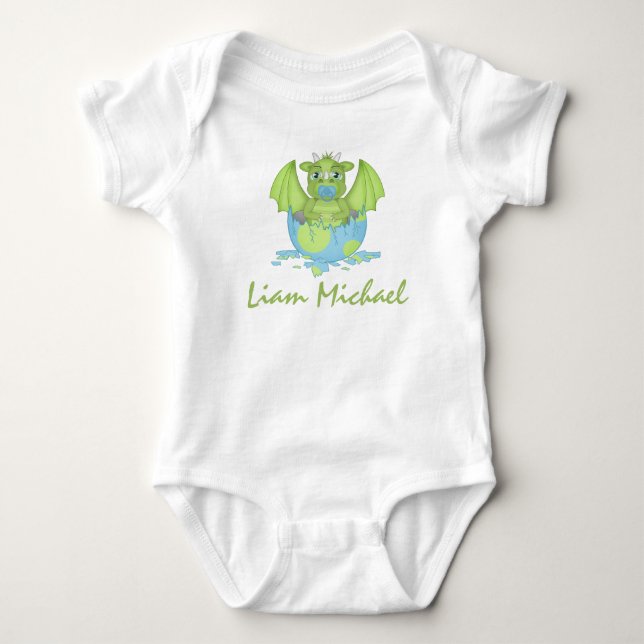 Personalised Baby Dragon Jersey Bodysuit (Front)