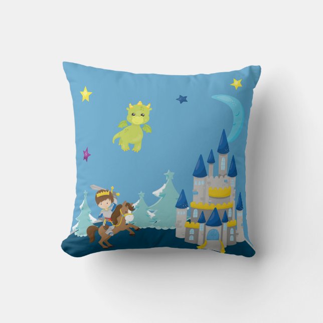 Personalised Baby Dragons Mediaeval Knight Nursery Cushion (Front)