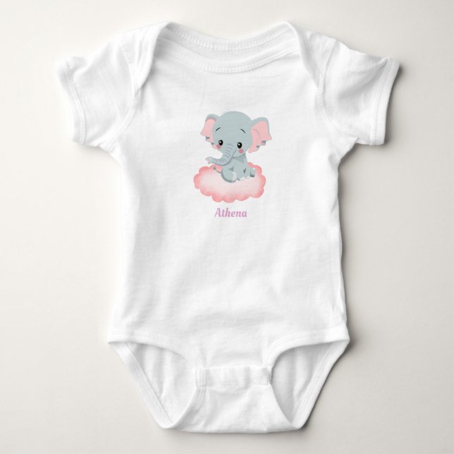 Personalised Baby Elephant  Bodysuit (Front)